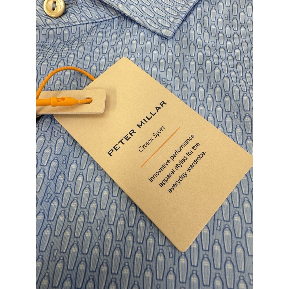 NWT Peter Millar "Shake it Up" Jersey Golf Polo Shirt CBLU Cottage Blue XL $115 - Picture 2 of 10